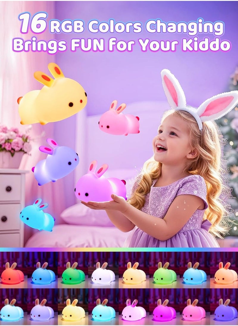 ELTRAZONE Cute Bunny Kids Night Light – Soft LED Nursery Lamp with 7 Color Changing Options, Rechargeable Battery, Perfect for Children's Room Decor, Safe and Eco-Friendly, Ideal Gift for Boys and Girls - Image 3