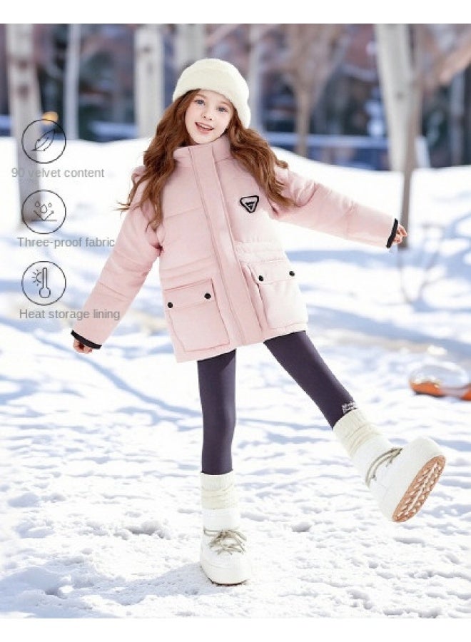 DEESHA Thermal-lined Hooded Silhouette Down Jacket】girls' 25 Autumn/winter Mid-to-large Size Children's Outerwear - Image 1