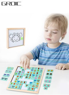 GROIC Animal Memory Games, Fun Matching Games, Magnetic Matching Toys, Educational Toys For Kids, Preschool Learning Toys With Drawing Board And Paintbrush  - Image 1