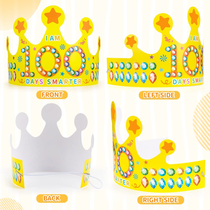 Hedeey 35 Pieces 100th Day of School Paper Crowns,100 Days of School Paper Crowns Paper Party Hats for 100th Day of School Classroom Party decorations Supplies (14 x5.4inch,5 Colors) - Image 4