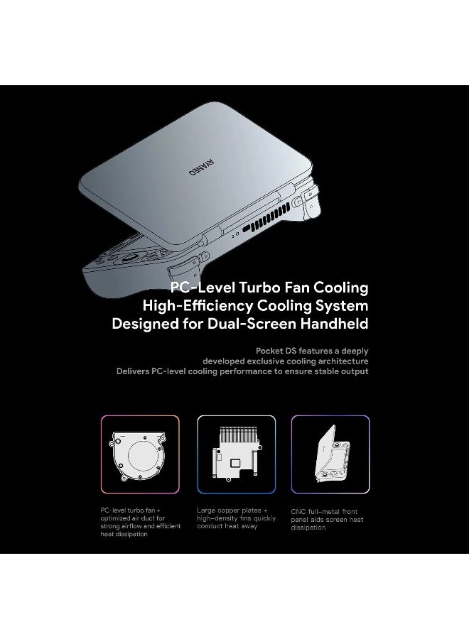 AYANEO Pocket DS - World's 1st Dual-Screen Android Handheld - 16GB+1TB - Retro Gray - Image 4