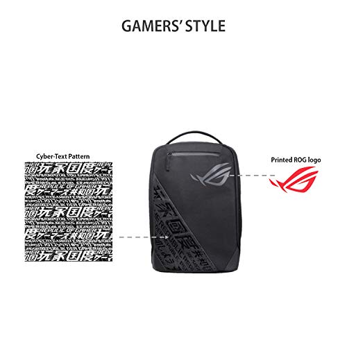 Asus ROG BP1501 39.62 cm (15.6-inch) Stylish Gaming Laptop Backpack, Polyester Material, Large air mesh Back & Luggage Strap, Extra Pocket for Quick Access, 16L Capacity, (Black) - Image 2