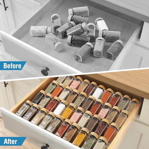Suneerplay Spice Drawer Organizer 4 Tier, Acrylic Seasoning Organizer Rack, Clear Spice Rack Tray, Kitchen Seasoning Jars Drawers Insert (Jars Not Included/Expandable From 9" to 18") - Image 3