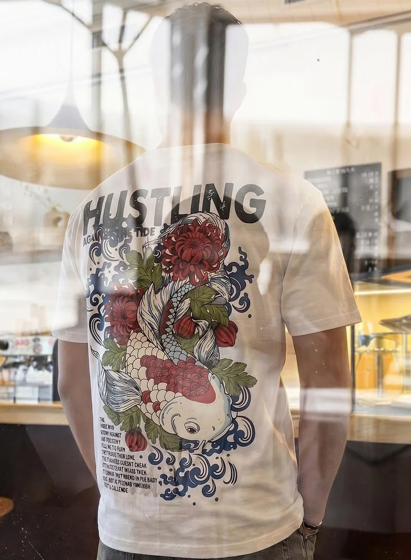 Dennis Lingo Men White 100% Cotton Printed Regular Fit T-Shirt