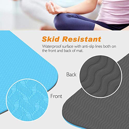 Bodylastics Yoga Mat for Men and Women with Carry Bag TPE 6ft x 2ft x 6mm Large Size Anti Slip & Anti Tear Workout Mat, Purple - Image 3