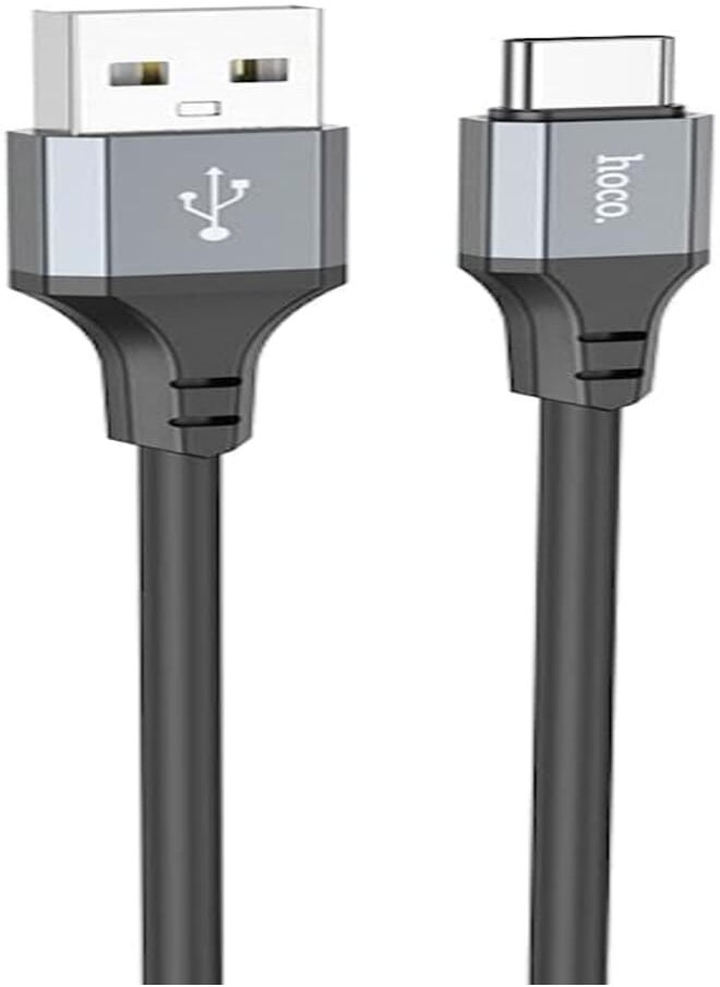 Hoco Hoco X86 - Spear Silicone Charging And Data Transmittion Cable (3A - 1M), USB-A To USB-C Plug, Compatible With Samsung Huawei Xiaomi Oppo - Black 