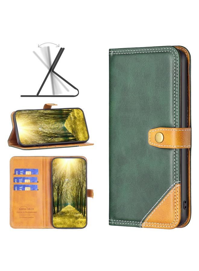 The Bros Case For Xiaomi Redmi 9C / 10A Color Matching Double Sewing Thread Leather Phone Case