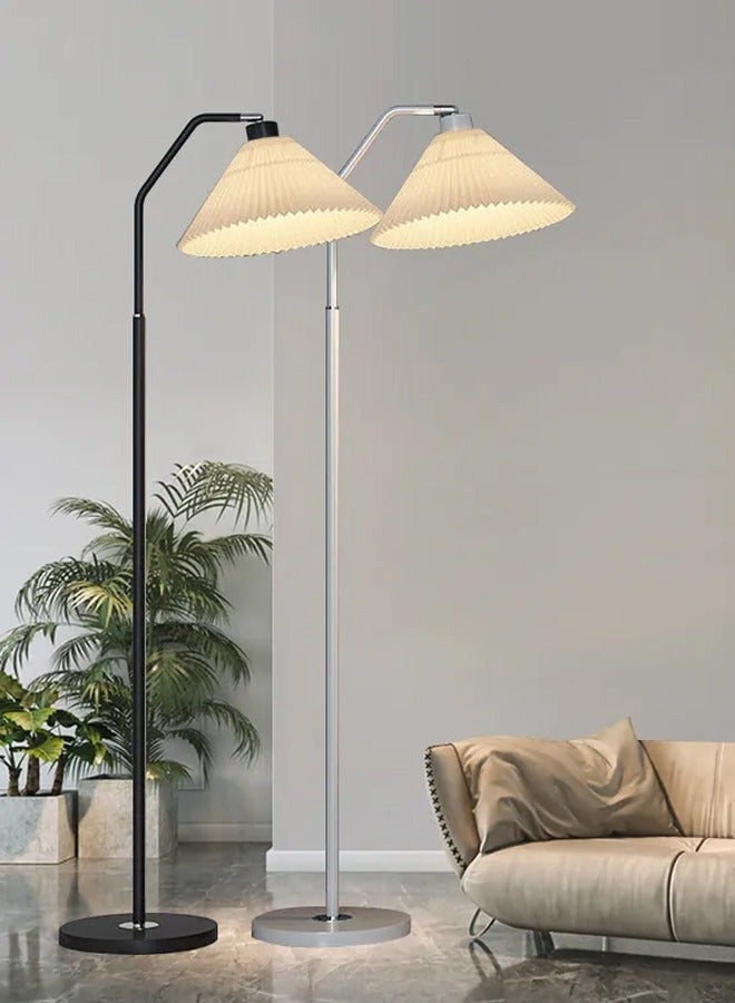Bukela Floor lamp, 3 Color Modes Lamp With Pleated Lampshade, Bedside Lamp Modern Creative Fabric Decorati Study Floor Lamp White 155 cm - Image 5