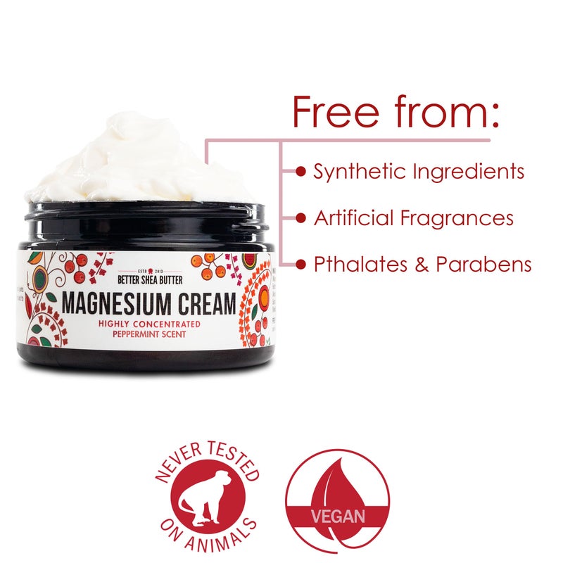 Better Shea Butter Magnesium Cream for Feet | Peppermint | Relieves Muscle Tension and Cramps | Night Lotion for Pregnancy, Kids and Babies | Organic and Natural Ingredients - Image 4