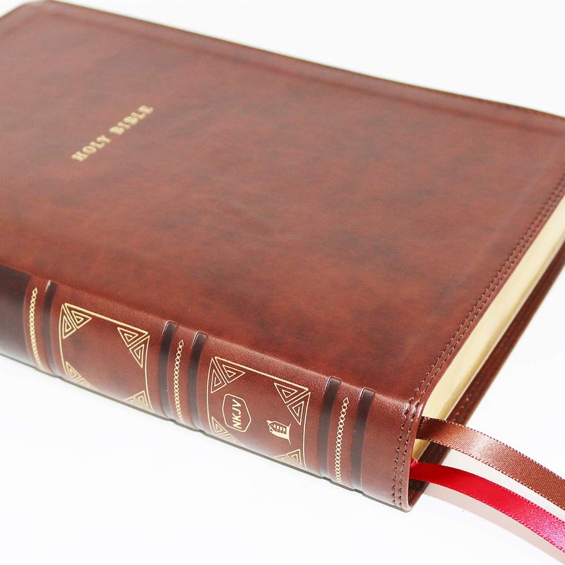 الكتاب المقدس، نسخة الملك جيمس الجديدة، مرجع، آية بآية، عمود مركزي، جلد ناعم، بني، حروف حمراء، فهرس بالإبهام، طباعة مريحة: الكتاب المقدس، نسخة الملك جيمس الجديدة - Image 4