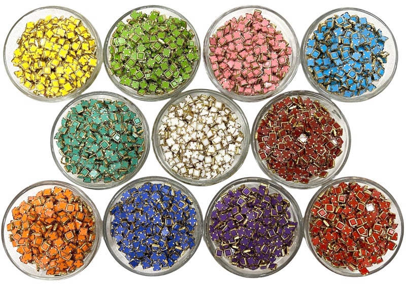 Unikart Colourful Kundan Beads Square Shape 4x4mm for Art & Craft Full Set of 1100 Pieces with Fabric Glue & Storage Box, Multicolor - Image 5