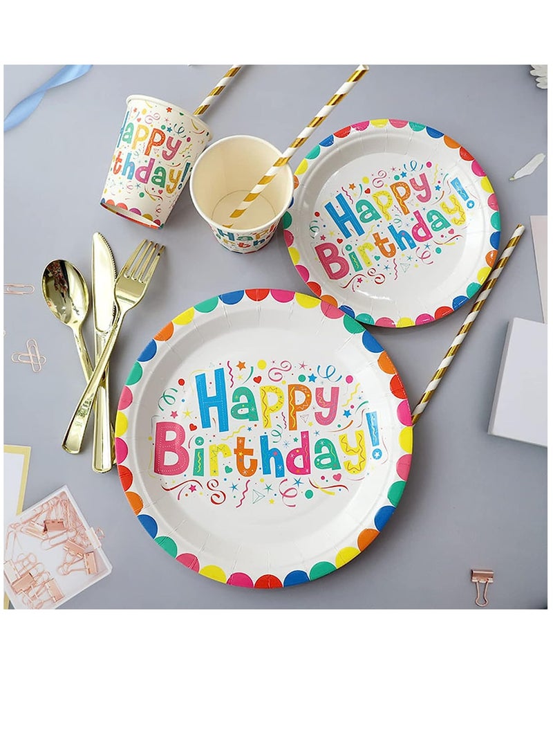 Happy Birthday Party Supplies Includes Plates, Cups, Napkins, Spoons, Forks and Knives for Boys and Girls Party Supplies and Decorations (Happy Birthday Set 70pcs) - Image 1