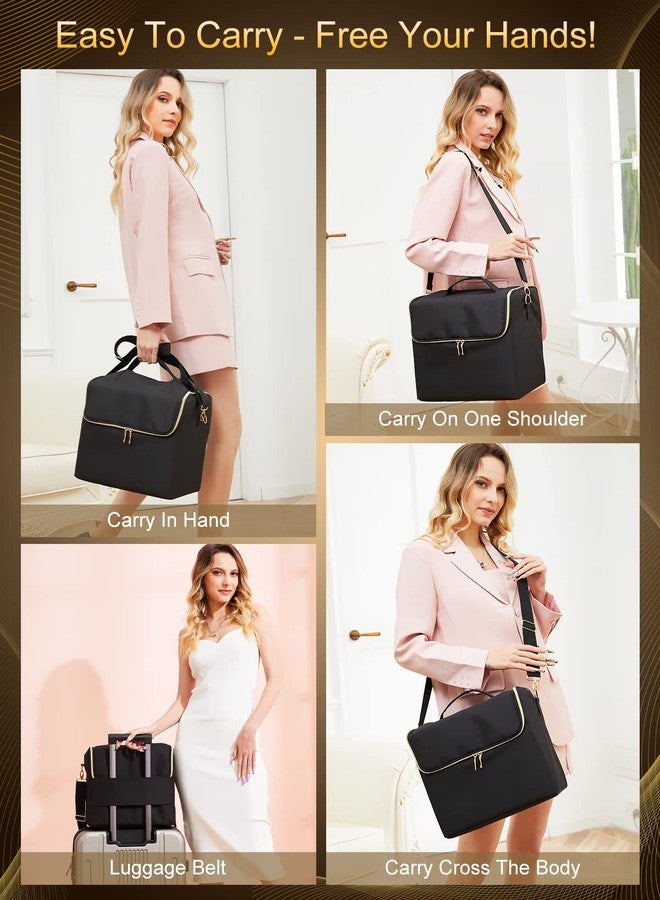 Deciniee Large Makeup Travel Train Case, Upgraded Plus Size Nail Supply Organizers and Storage for Nail Tech, Black 4 Tier Cosmetic Train Case Makeup Box, Nail Polish Makeup Organizer and Storage Bag - Image 2