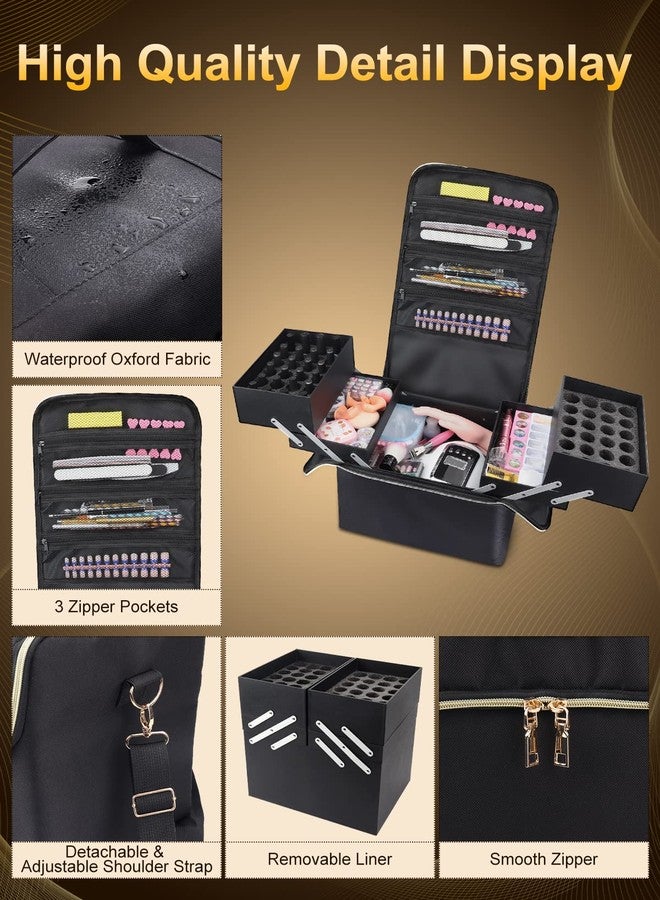Deciniee Large Makeup Travel Train Case, Upgraded Plus Size Nail Supply Organizers and Storage for Nail Tech, Black 4 Tier Cosmetic Train Case Makeup Box, Nail Polish Makeup Organizer and Storage Bag - Image 5
