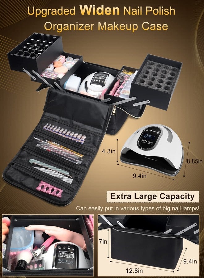 Deciniee Large Makeup Travel Train Case, Upgraded Plus Size Nail Supply Organizers and Storage for Nail Tech, Black 4 Tier Cosmetic Train Case Makeup Box, Nail Polish Makeup Organizer and Storage Bag - Image 3