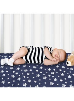 Moonsea Moonsea Crib Sheets for Boys or Girls 2 Pack, Fitted Crib Sheet for Standard Size Crib and Toddler Mattresses, Soft and Breathable Material, Grey & Navy  - Image 4