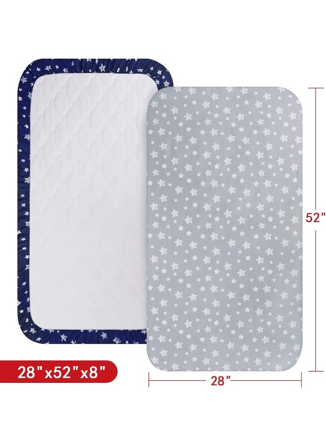 Moonsea Moonsea Crib Sheets for Boys or Girls 2 Pack, Fitted Crib Sheet for Standard Size Crib and Toddler Mattresses, Soft and Breathable Material, Grey & Navy  - Image 5