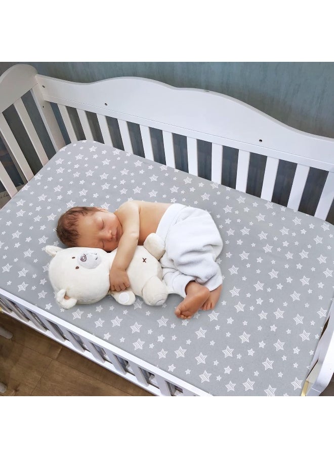 Moonsea Moonsea Crib Sheets for Boys or Girls 2 Pack, Fitted Crib Sheet for Standard Size Crib and Toddler Mattresses, Soft and Breathable Material, Grey & Navy  - Image 2