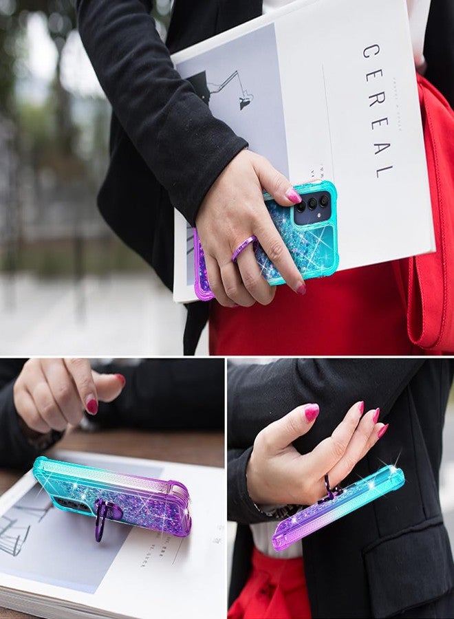 Silverback for Galaxy A15 5G Phone Case, Moving Liquid Holographic Sparkle Glitter Case with Kickstand, Girls Women Bling Diamond Ring Slim Protective Case for Samsung Galaxy A15 5G - Purple - Image 5