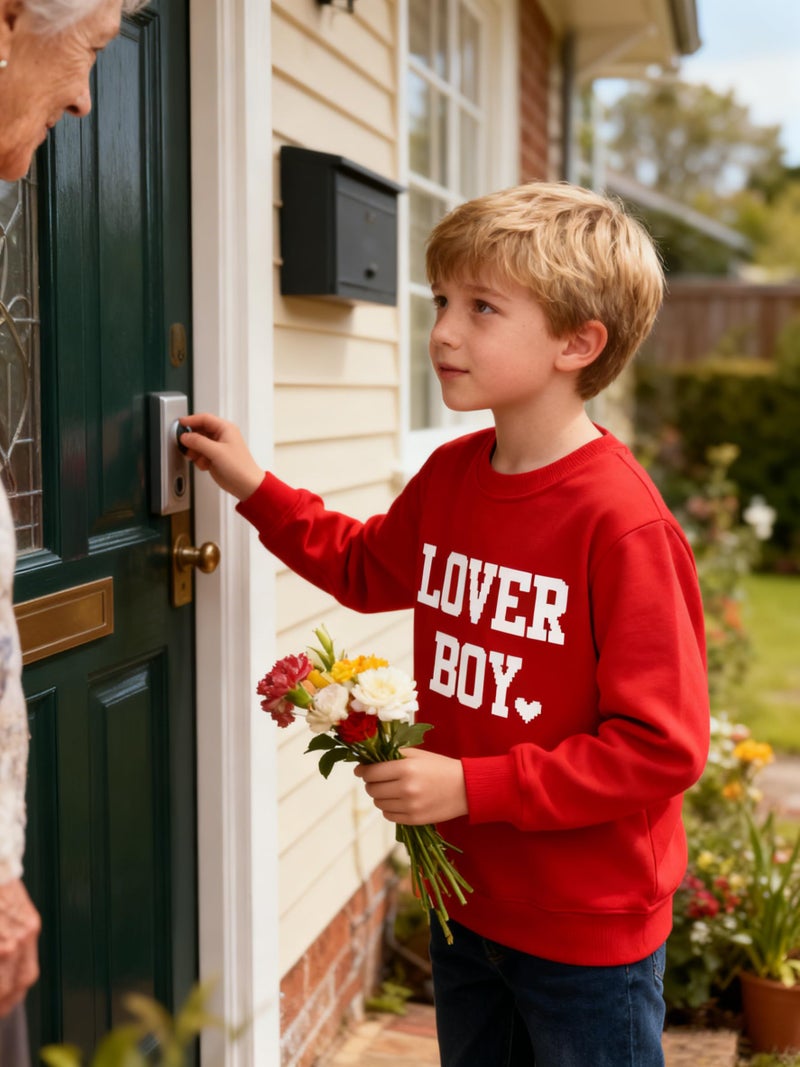Joctoh Big Boy Valentines Outfit Lover Boy Letter Print Sweatshirt Crewneck Tee Long Sleeve Pullover Shirts Cotton Top Size 9 10 - Image 3