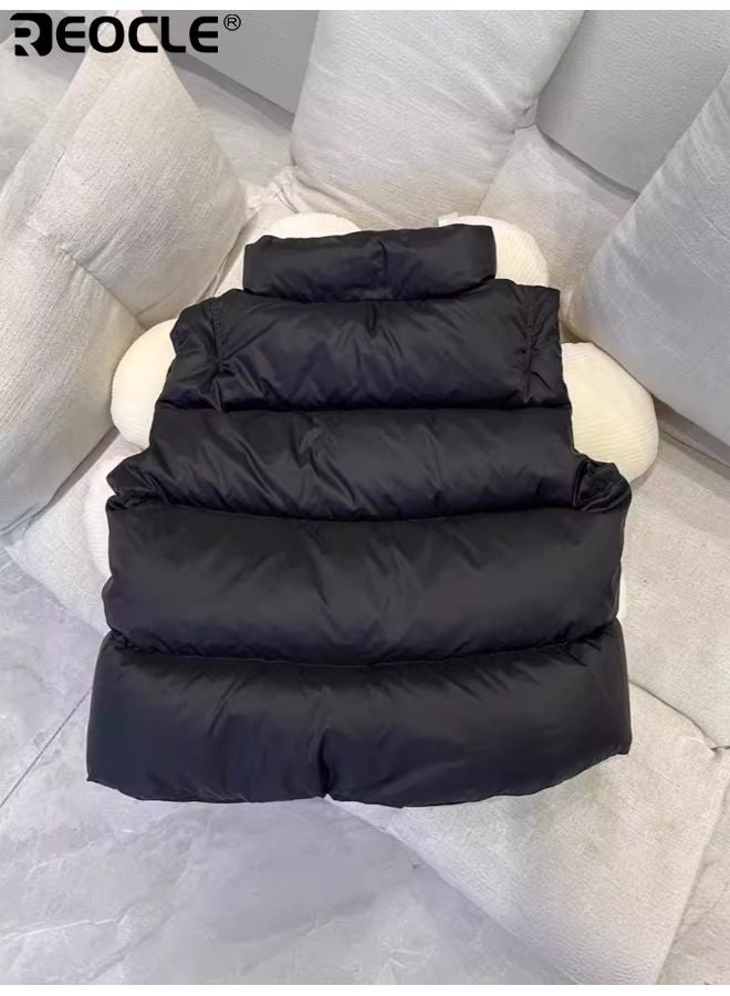 ريوكل سترة أطفال مبطنة بالفرو الصناعي بتصميم قصير وخفيفة الوزن بدون أكمام مع ميزة مقاومة الماء للعب في الهواء الطلق خلال الشتاء - Image 3