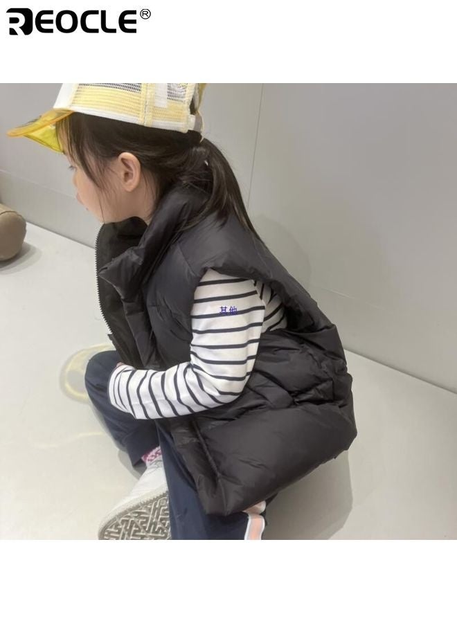 ريوكل سترة أطفال مبطنة بالفرو الصناعي بتصميم قصير وخفيفة الوزن بدون أكمام مع ميزة مقاومة الماء للعب في الهواء الطلق خلال الشتاء - Image 5