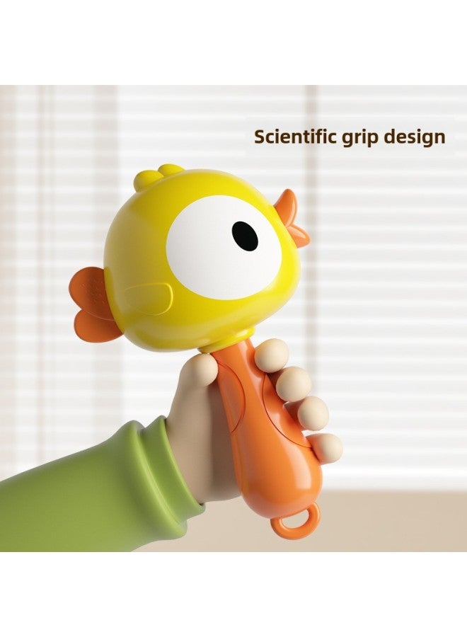 Hammer Baby Early Childhood Toy Children's Small Rattle Bells Newborn Baby's Grasping And Chasing Vision Training Can Bite Boiled Bell-Color:Upgraded Yellow Chicken Sand Hammer With Ring  - Image 3