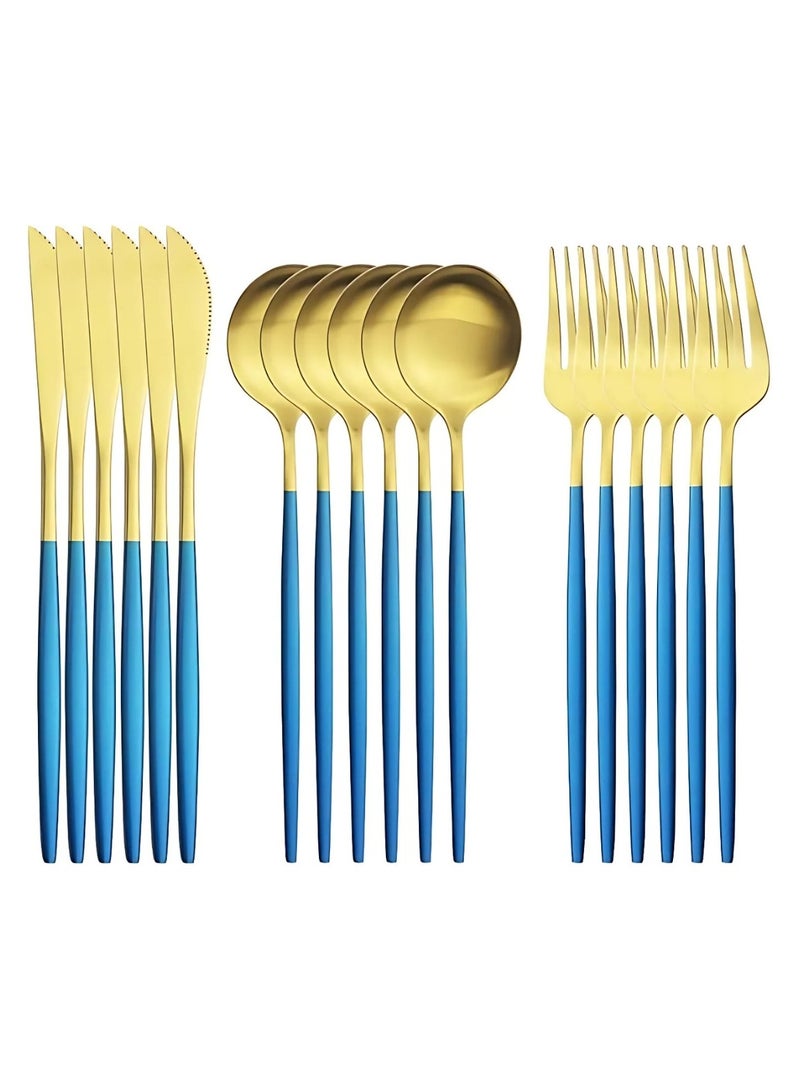 Classic gold-plated 24-piece cutlery set - a luxurious touch for your table, in gold and blue. - Image 3