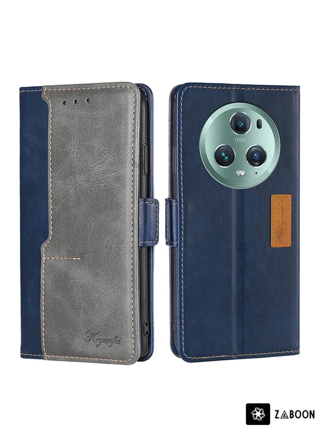 Zaboon Protective Case For Honor Magic5 Pro Contrast Color Side Buckle Leather - Image 1