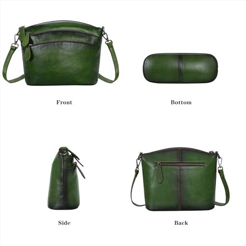 HESHE Leather Crossbody Bags for Women Designer Purses and Handbags Small Shoulder Handbag Summer Satchel Bag Multi Pockets Vintage Purse Cross Body Purse for Travel (Green) - Image 4