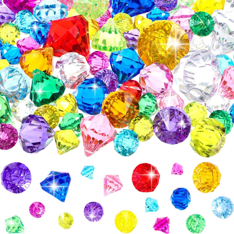 Mtlee 100 Pcs Vase Fillers Diamond Decoration for Craft Multi Size Fake Diamond Acrylic Gems Crystal for Wedding Party Multicolored