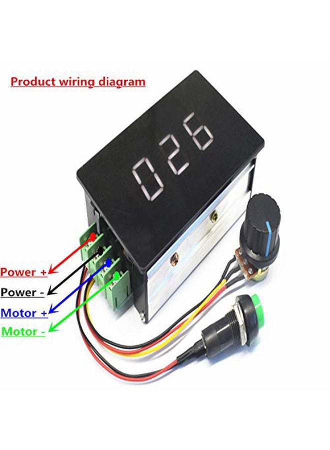 Puly PWM DC 6-60V 12V 24V 36V 48V 30A 1500W PWM DC Motor Speed Controller Speed Adjustable Stepless Governor Regulator, Motor Speed Controller with Start Stop Switch with Digital Display - Image 4