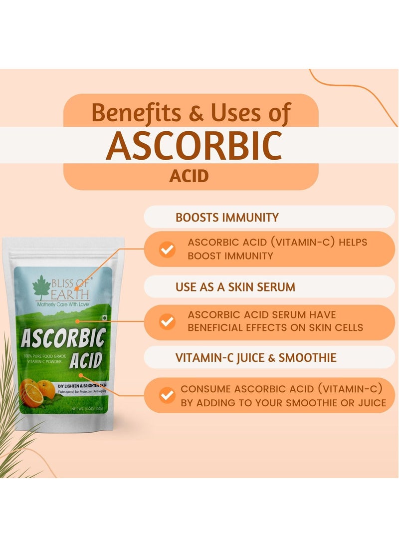 BLISS OF EARTH Bliss of Earth 4 oz Ascorbic Acid Powder Pure Food Grade Vitamin C Rich Powder For Skin face Cosmetic and DIY Products 113GM  - Image 3