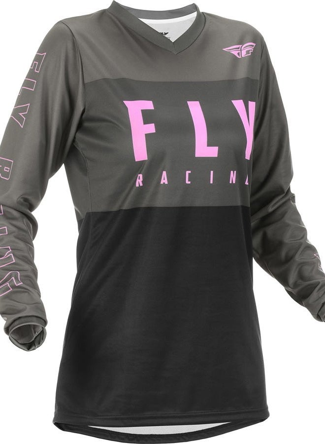 Fly Racing 2022 Youth Women's F-16 Jersey (Grey/Black/Pink, Youth X-Large) - Image 1