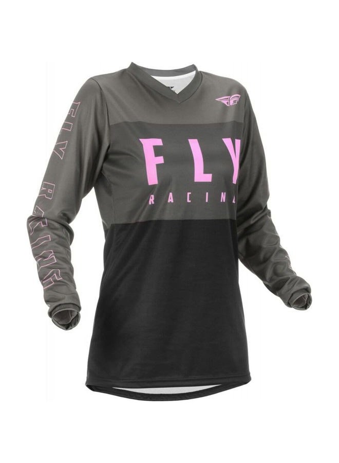 Fly Racing 2022 Youth Women's F-16 Jersey (Grey/Black/Pink, Youth X-Large) - Image 2