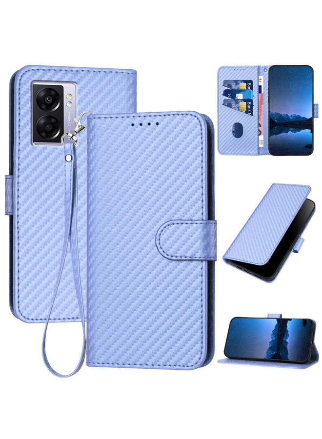 S-TOP Case For OPPO A57 5G / A77 5G YX0070 Carbon Fiber Buckle Leather Phone Case with Lanyard - Image 1