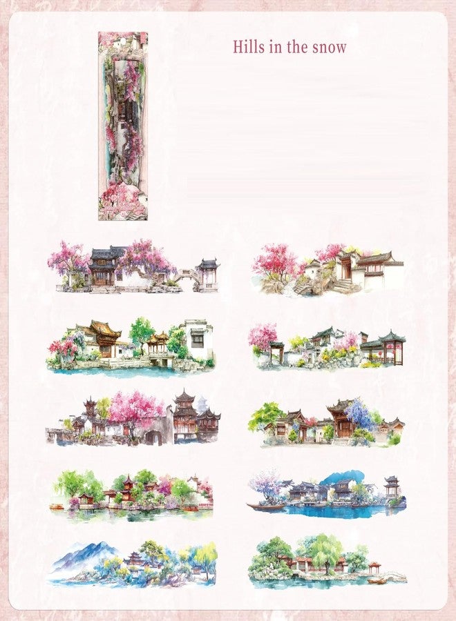 SAMVARDHAN Vintage Landscape PET Sticker (40 PCS) - Transparent Chinese Scenery Scrapbook Stickers | Aesthetic Journal, Planner & DIY Craft Decoration Supplies,Pack of 4 - Image 2