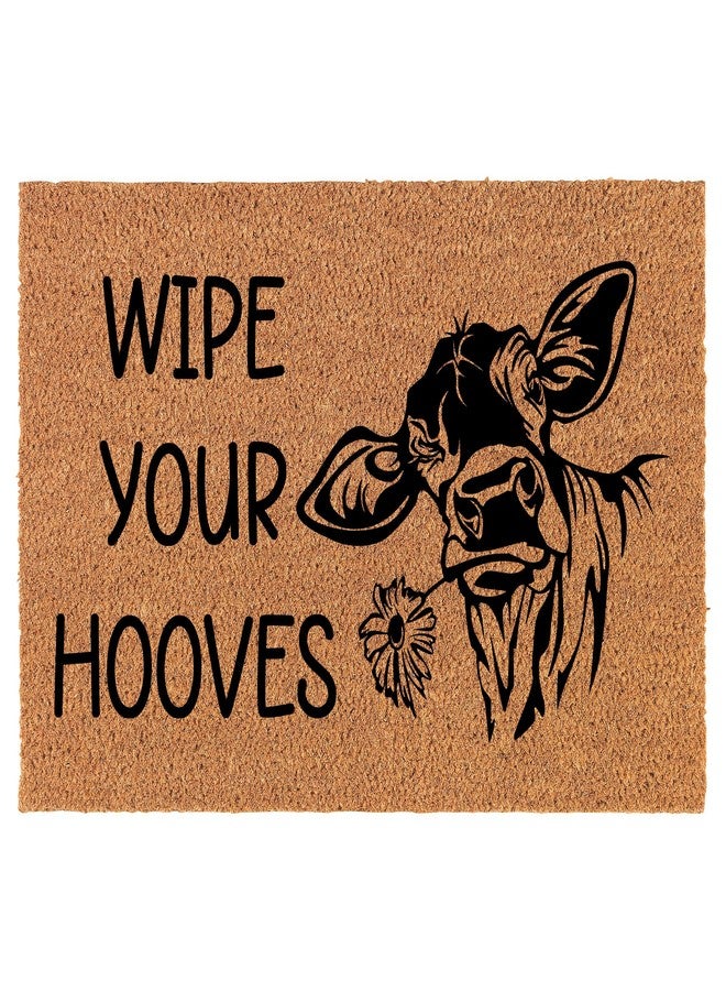 mip Welcome Doormat Coco Coir Door Mat Gift Wipe Your Hooves Cow Farm (30" x 18") - Image 1