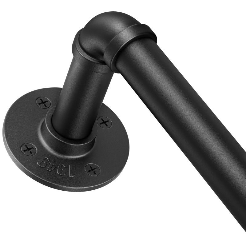 FELIDESIGN 1 Inch Heavy Duty Blackout Curtain Rods for Windows, Industrial Pipe Wrap Around Room Divider Decorative Curtain Rods Wall Mount & Ceiling Mount, Black, 72-144 Inch - Image 1