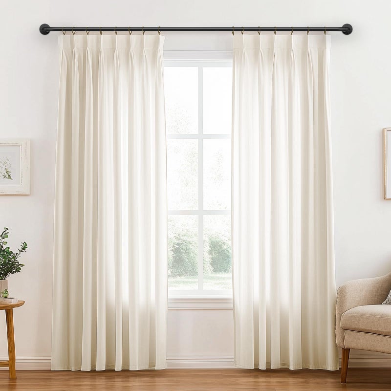 FELIDESIGN 1 Inch Heavy Duty Blackout Curtain Rods for Windows, Industrial Pipe Wrap Around Room Divider Decorative Curtain Rods Wall Mount & Ceiling Mount, Black, 72-144 Inch - Image 2