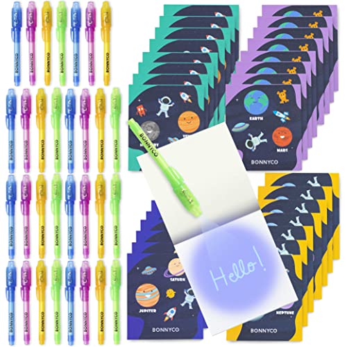 BONNYCO Invisible Ink Pen and Notebook Pack 32 Space Party Favors Space Themed Party Favors for Kids Goodie Bags Stuffers Pinata Classroom Prizes Return Gifts for Kids Birthday Student Gifts - Image 1