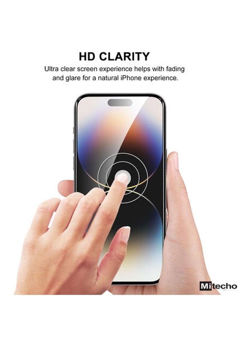 Mi Techo iPhone 15 full coverage clear tempered glass screen protector and deep bass wireless bluetooth earphone Combo - Image 5