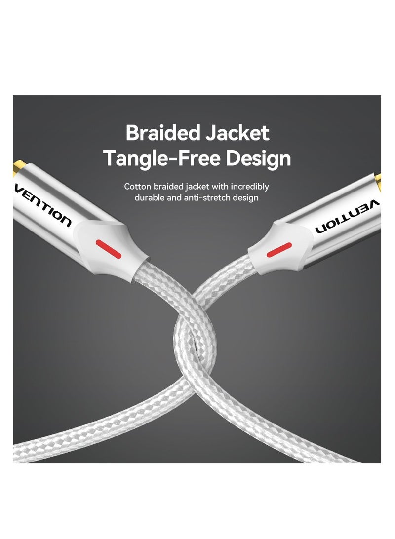 VENTION Cotton Braided RCA Male to Male Audio Cable 1M Silver Aluminum Alloy Type Model - Image 4