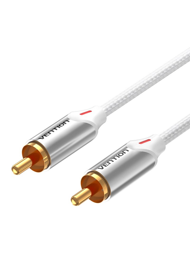 VENTION Cotton Braided RCA Male to Male Audio Cable 1M Silver Aluminum Alloy Type Model - Image 1