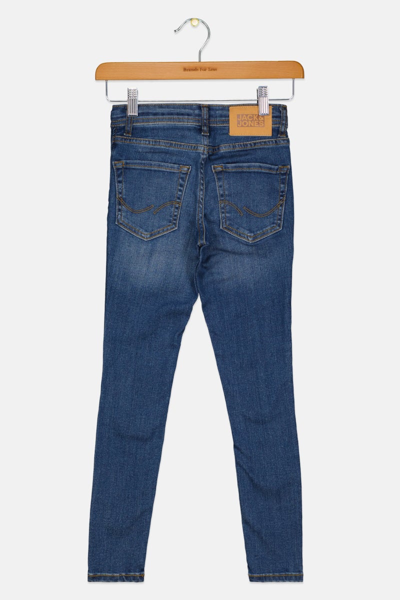 Jack Jones Kids Boy Skinny Fit Wash Stretchable Denim Jeans, Blue - Image 2