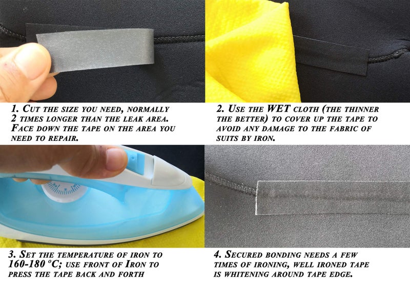 LLPT Wetsuit Repair Tape Iron On 0.8” x 16.5 Ft Seam Sealing Patch Waterproof for Neoprene Wetsuit Drysuit Fishing Suits Industrial Standard Carrier Material Color Black(IR865) - Image 5