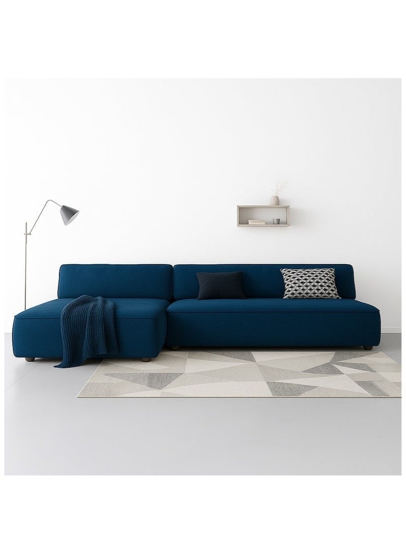 Al Zakharef Furniture Clarissa 3-Seater Luxury L-Shape Velvet Sofa with Free Pillows, Premium Wooden Frame, High-Density Seating Foam, Modern Corner Couch for Living Room Size L270 × W180 cm, Colour Midnight Blue - Image 1