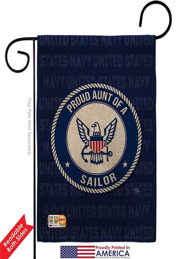Breeze Decor Navy Proud Aunt Sailor Burlap Garden Flag Armed Forces USN Seabee United State American Military Veteran Retire Official Small Decorative Gift Yard House Banner Double-Sided Made In USA 13 X 18.5 - Image 2