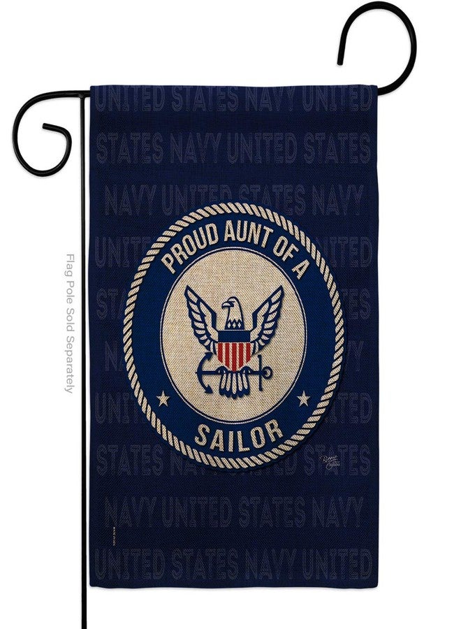 Breeze Decor Navy Proud Aunt Sailor Burlap Garden Flag Armed Forces USN Seabee United State American Military Veteran Retire Official Small Decorative Gift Yard House Banner Double-Sided Made In USA 13 X 18.5 - Image 1
