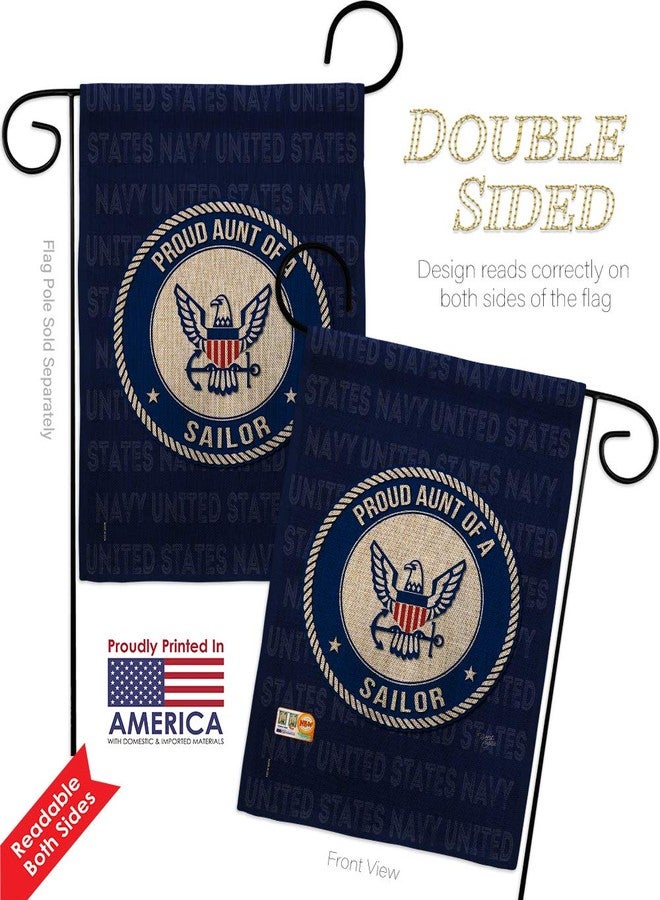 Breeze Decor Navy Proud Aunt Sailor Burlap Garden Flag Armed Forces USN Seabee United State American Military Veteran Retire Official Small Decorative Gift Yard House Banner Double-Sided Made In USA 13 X 18.5 - Image 3
